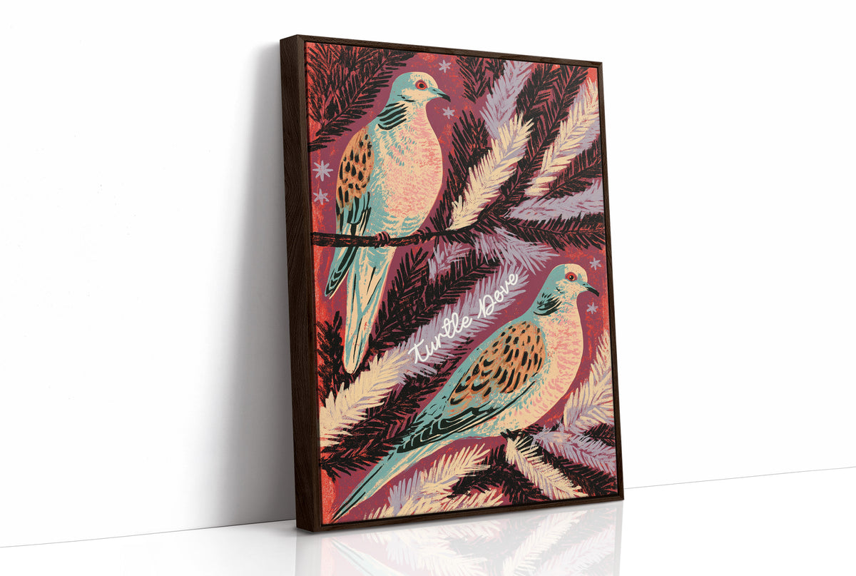 Turtle Doves in Winter Pine
