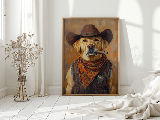 Golden Retriever Sheriff with Western Swagger