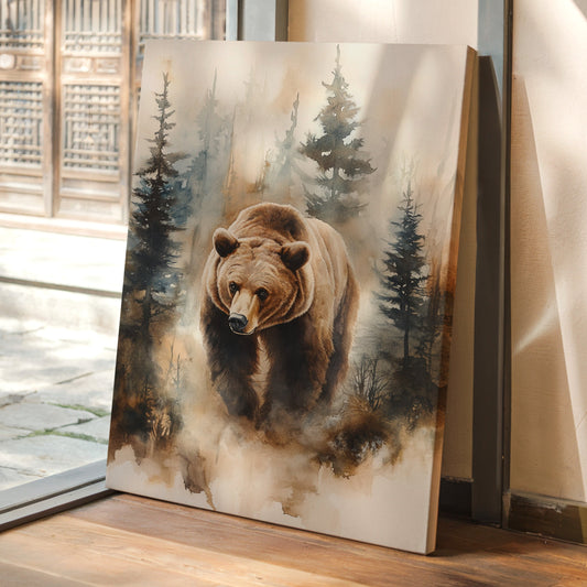 Majestic Bear Watercolor Print - Nature Wildlife Art - Gallery Canvas image 1