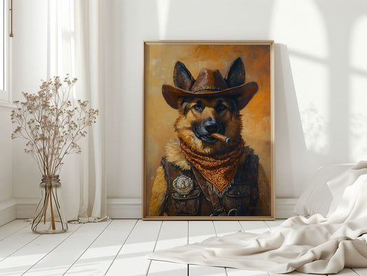 German Shepherd Sheriff in the Saddle