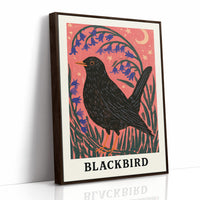 Blackbird Beneath Bluebells and Moon