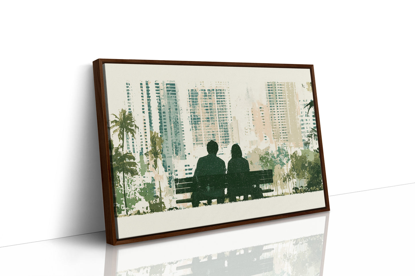 Park Bench, City Backdrop