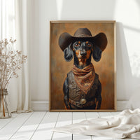 Cowboy Dachshund in Leather and Lace