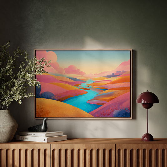 Turquoise River Cuts Through Sunset