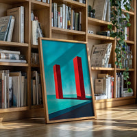 Red Pillars Against Turquoise Sky