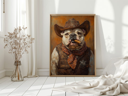 Bulldog Sheriff with a Cigar and Scowl