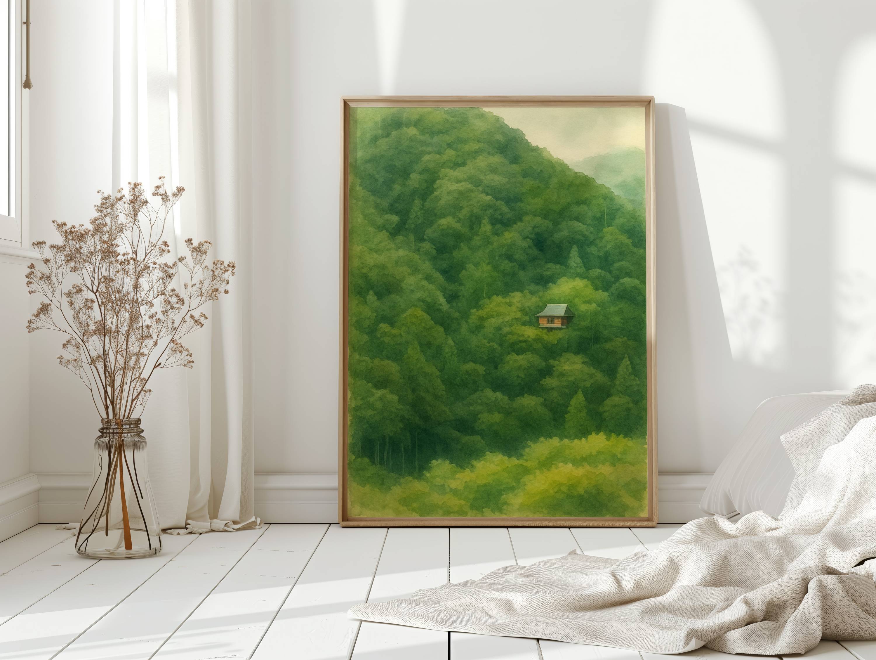 Solitary Temple Among Emerald Hills