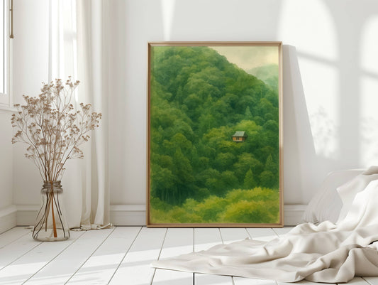 Solitary Temple Among Emerald Hills