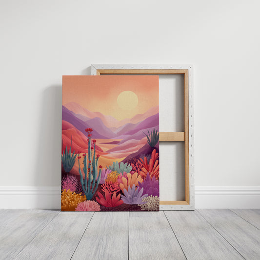 Sunset Paints Desert Flowers Wild