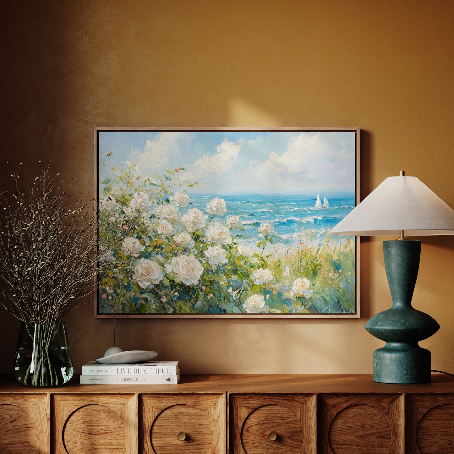Coastal Roses Watch Sailboats Pass