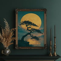 Bonsai Beneath the Golden Moon