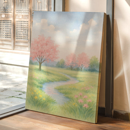 Spring Stream and Blossom Path