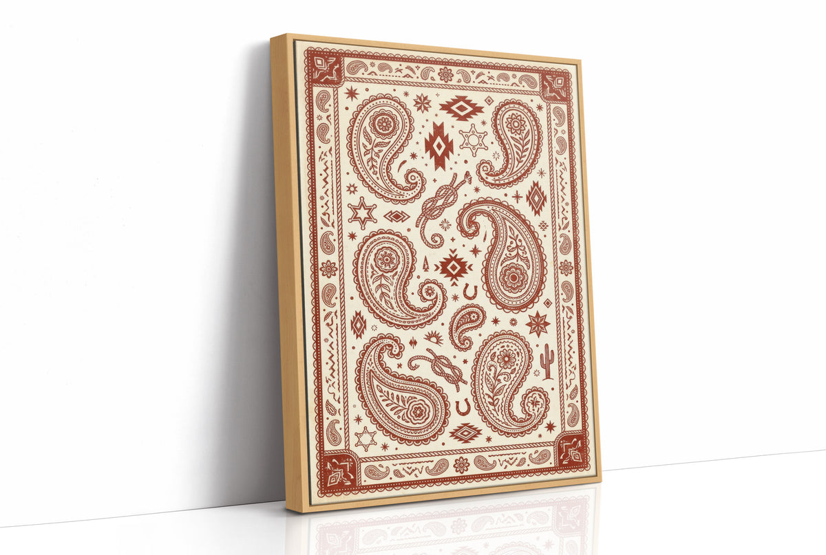 Rust Paisley Western Bandana Print