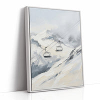 Two Chairlifts Over Snowy Peaks