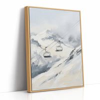 Two Chairlifts Over Snowy Peaks