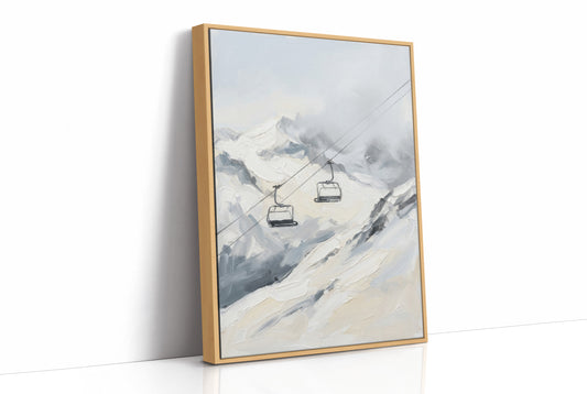 Two Chairlifts Over Snowy Peaks