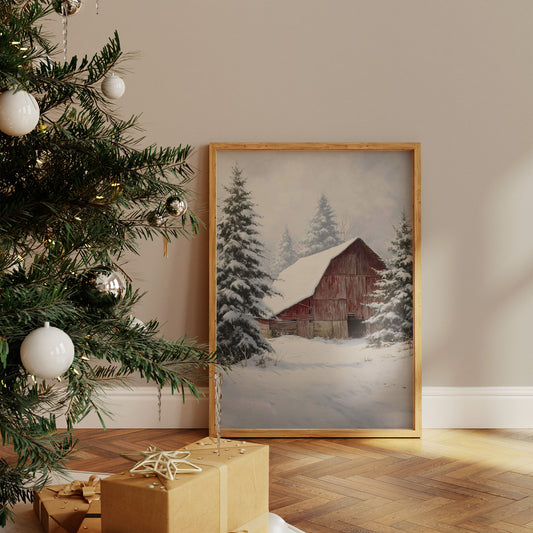 Snow Blankets The Red Barn Peace