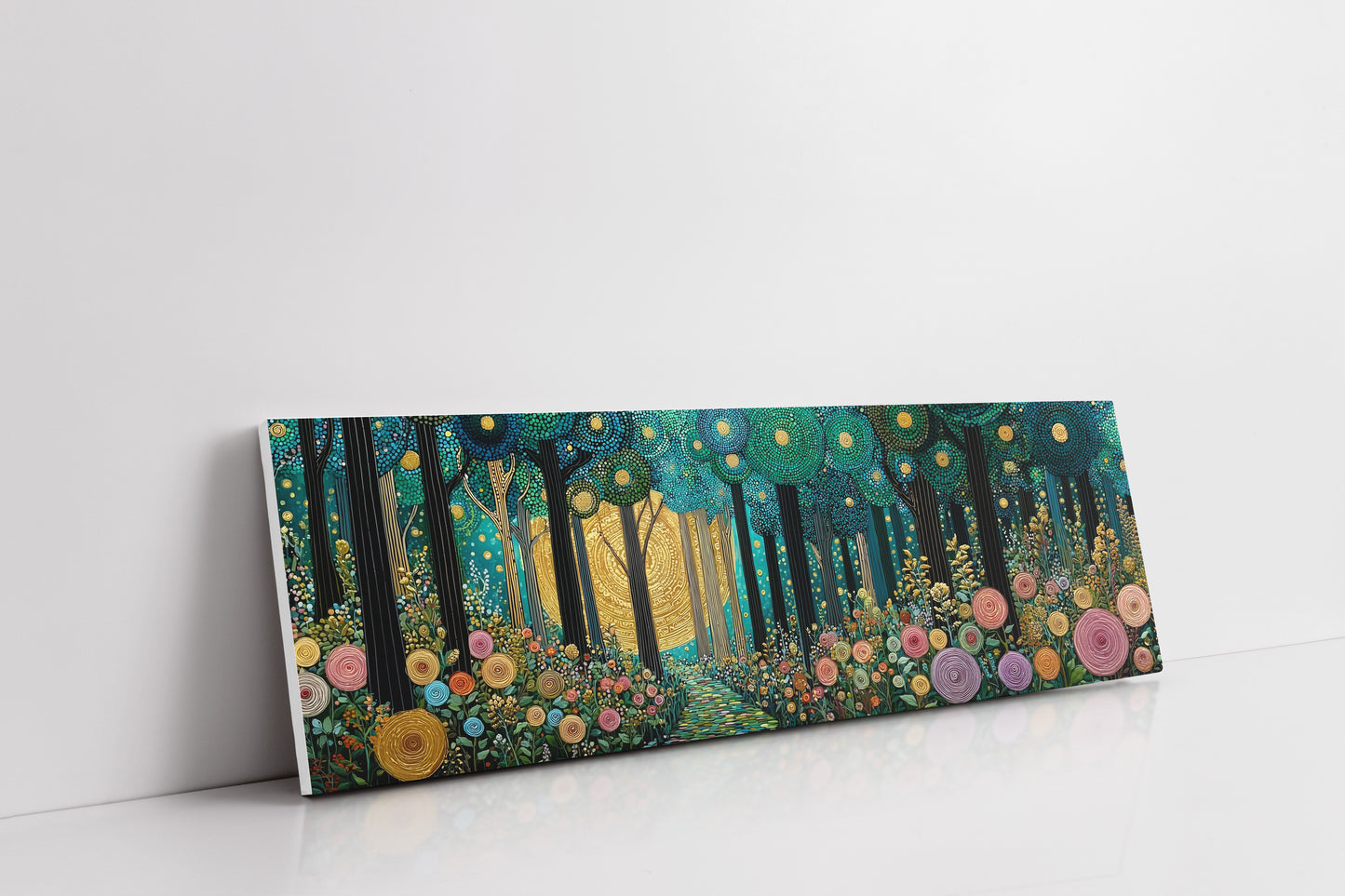 Golden Moon Through Enchanted Forest