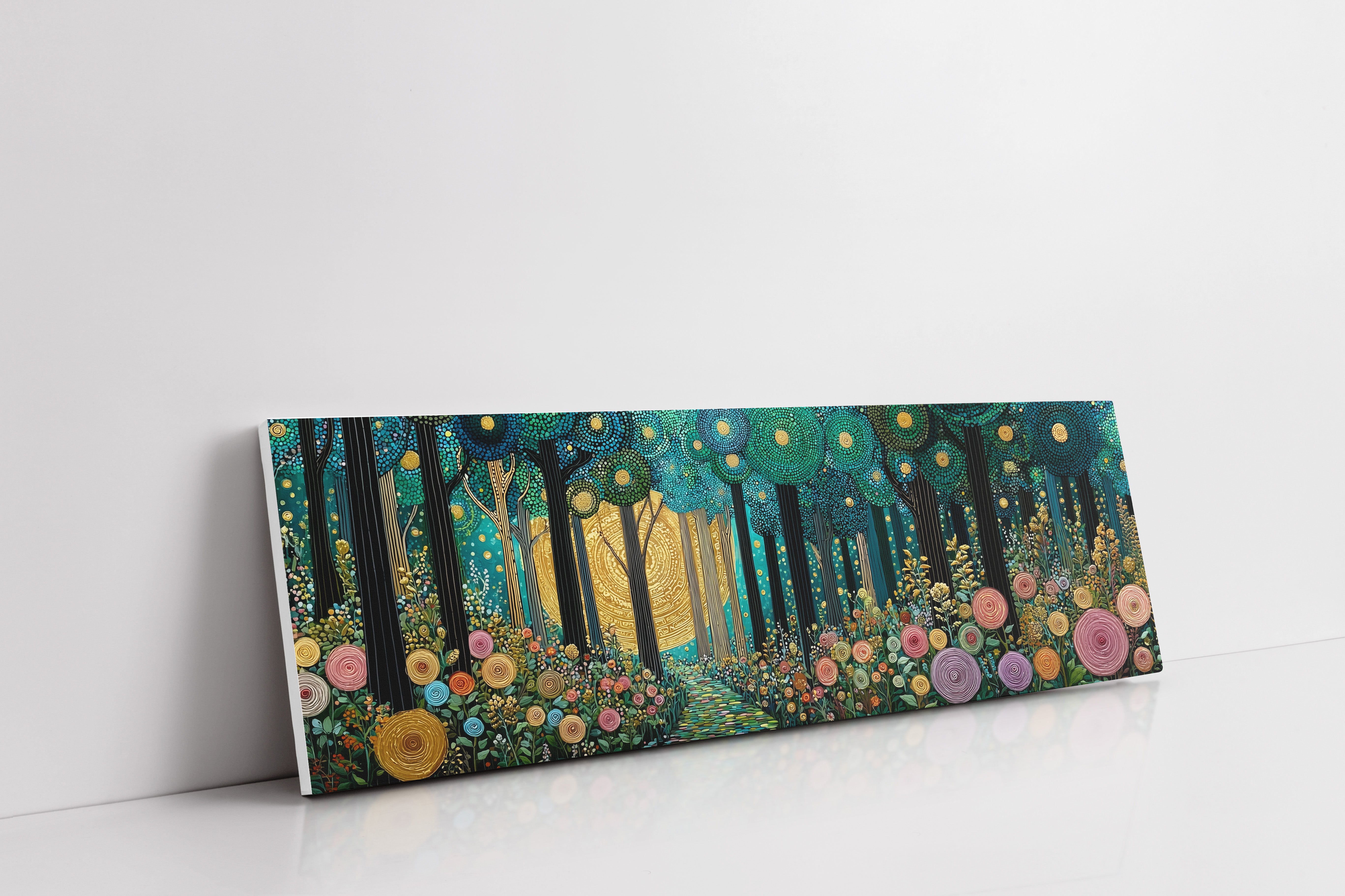 Golden Moon Through Enchanted Forest