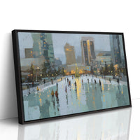 Metropolitan Frost: Holiday Skaters Beneath City Lights