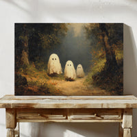 Whimsical Spirits in a Misty Forest