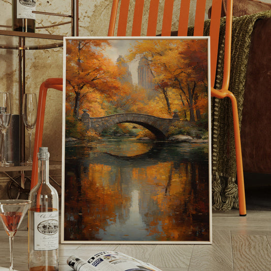 Maple Fire Mirrors Stone Bridge