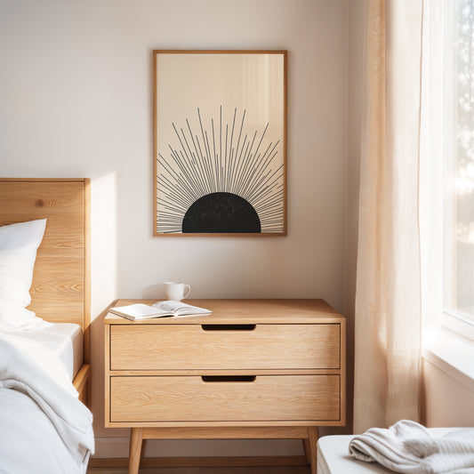 Minimal Black Sunburst Rising