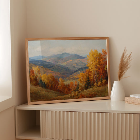 Autumn's Embrace on Distant Hills