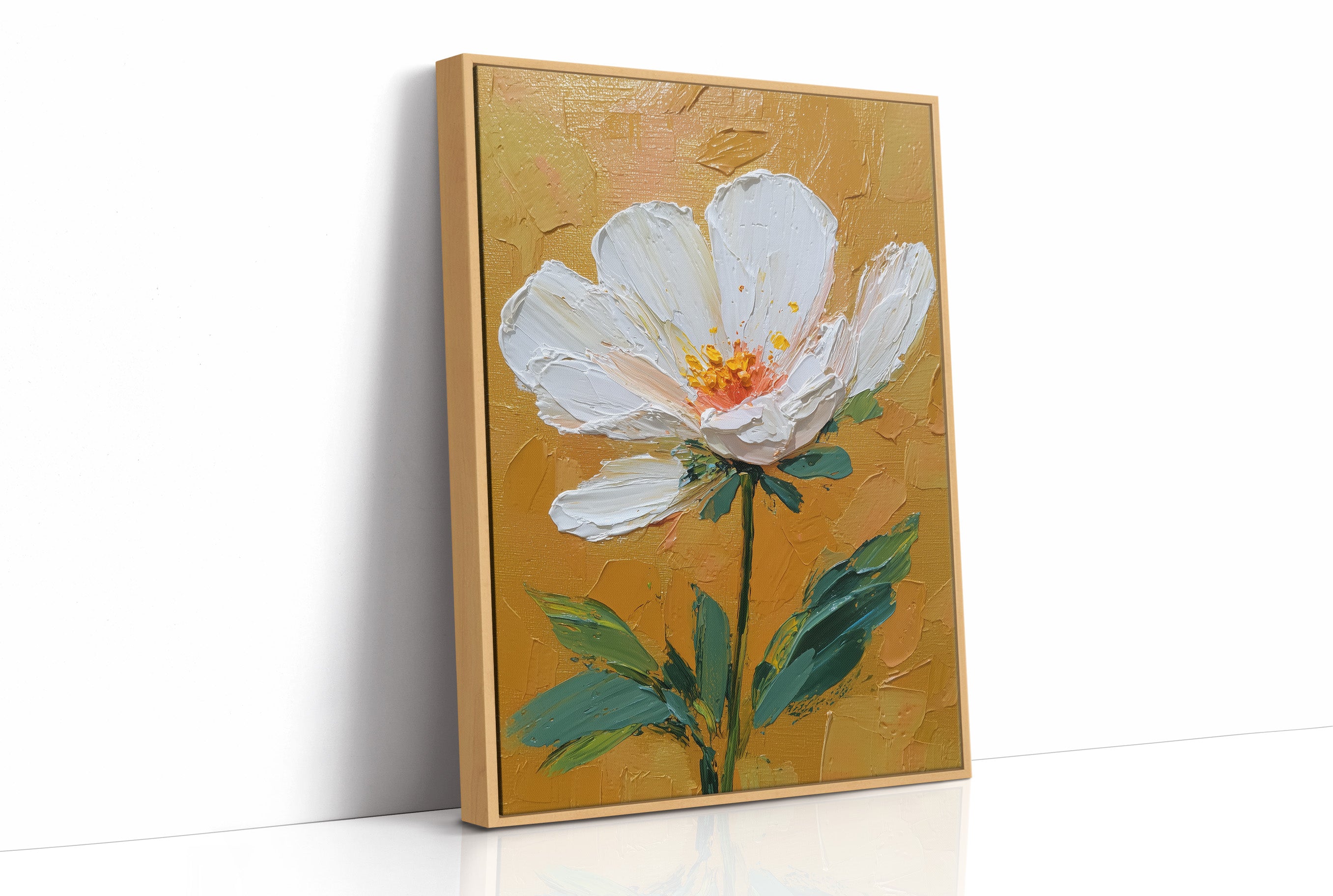 One White Bloom on Gold