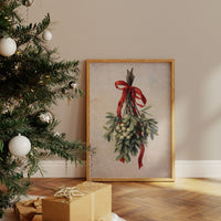 Mistletoe Bound In Crimson Ribbon