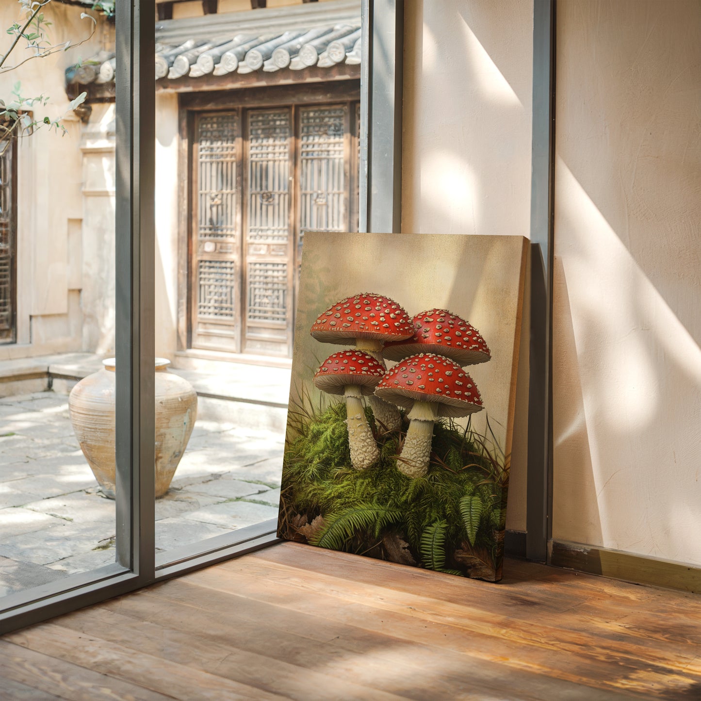 Crimson Mushrooms Emerge