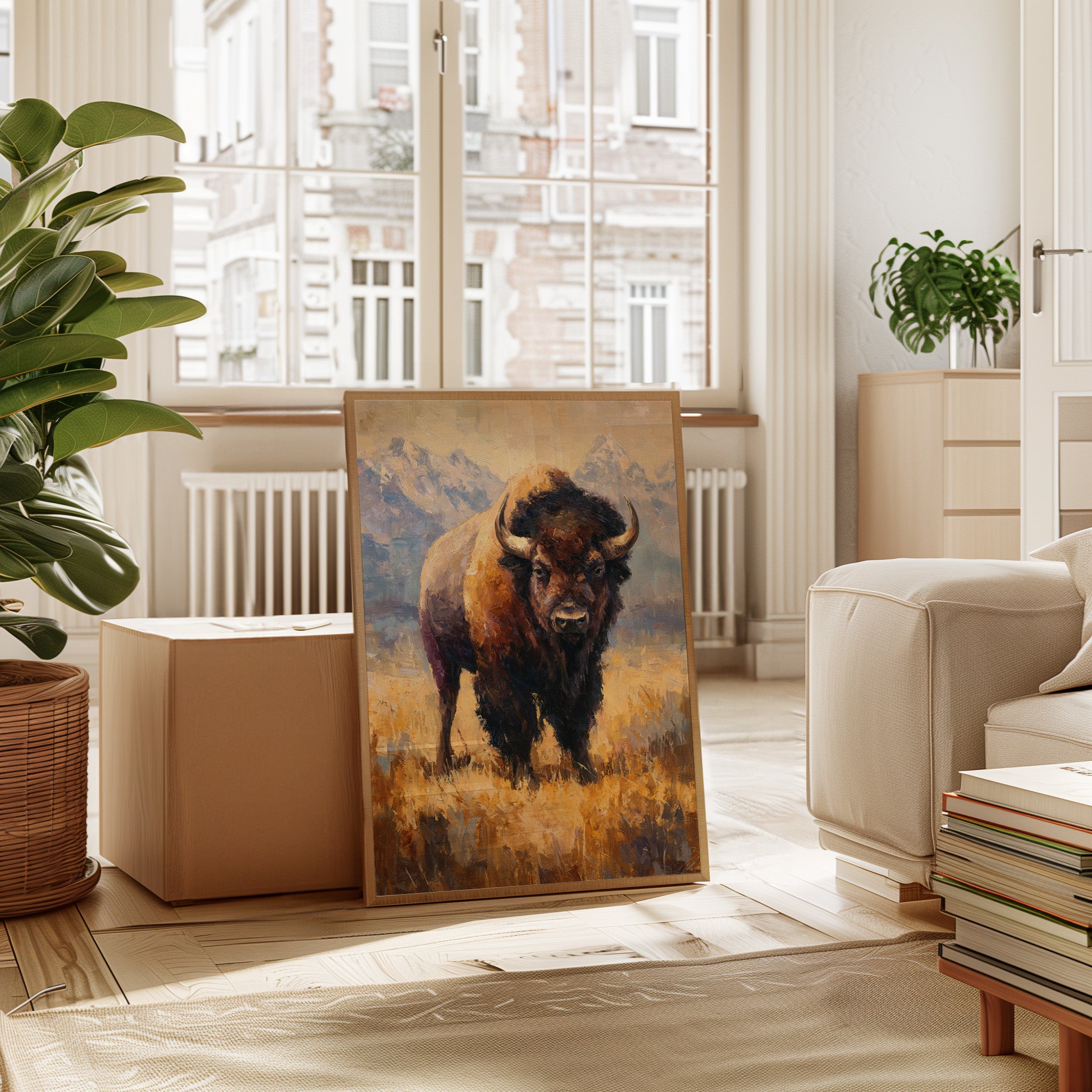 Majestic Bison in Golden Grasslands