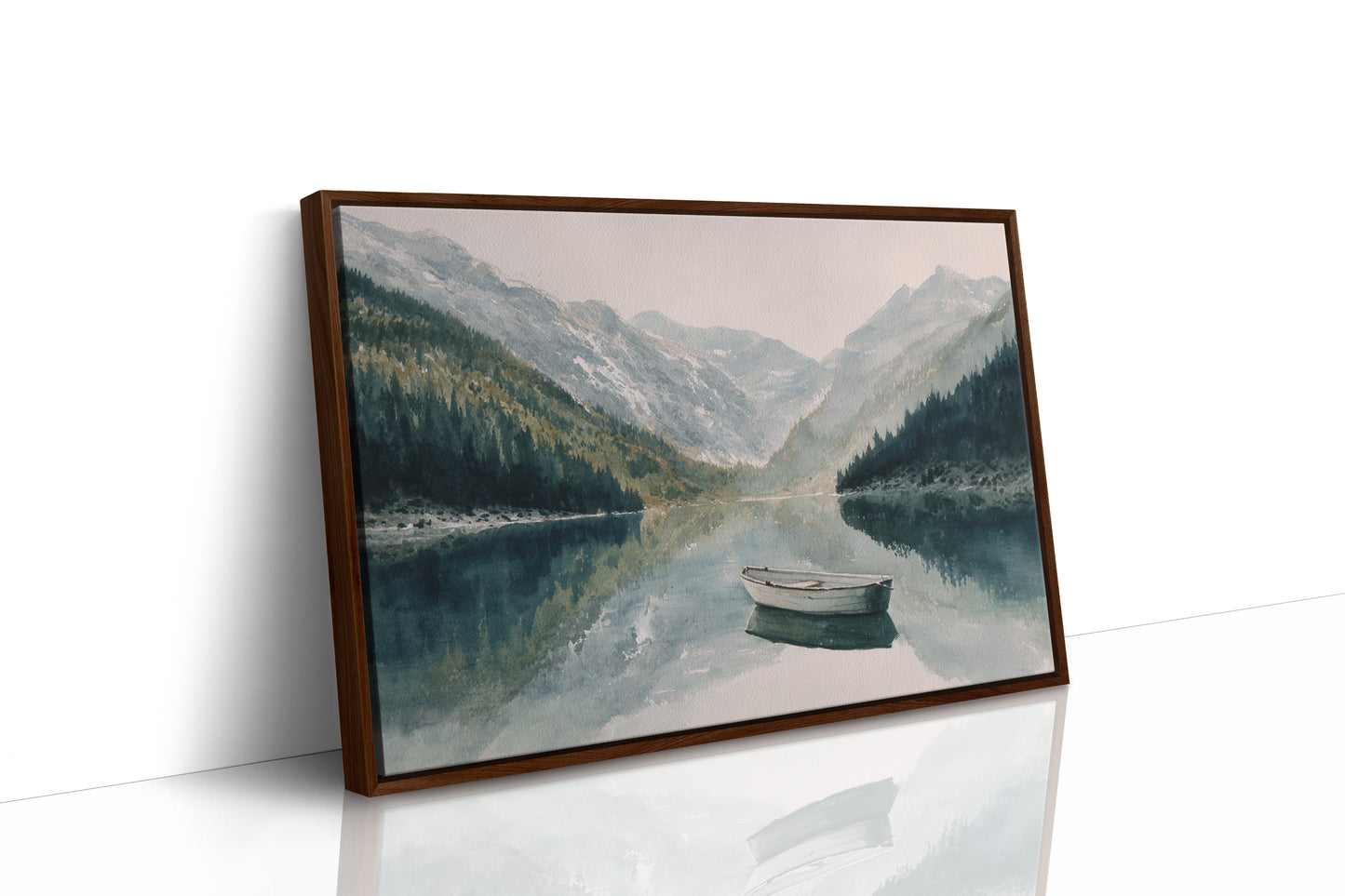 Lone Boat Mirrors Mountain Peace