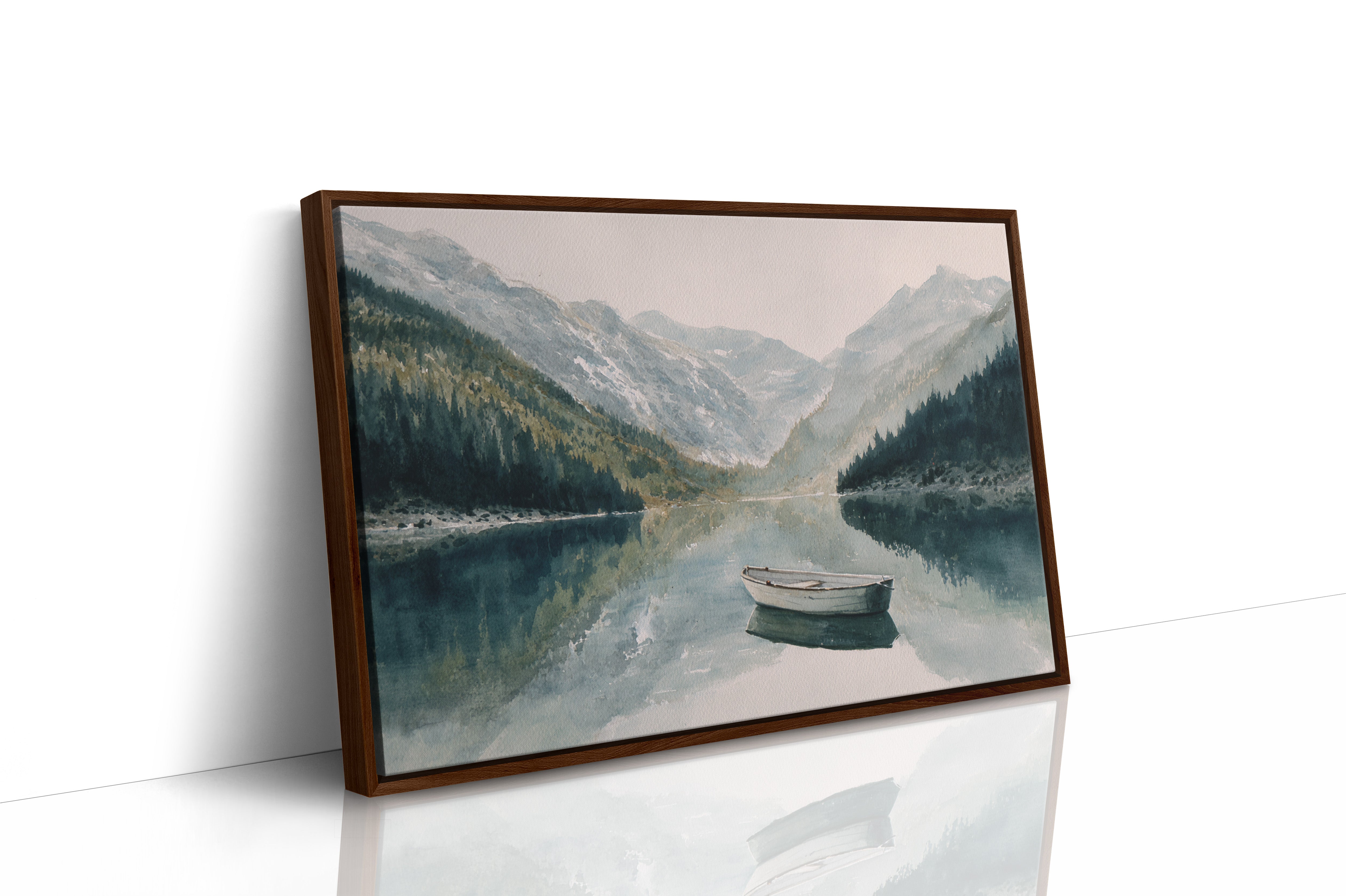 Lone Boat Mirrors Mountain Peace