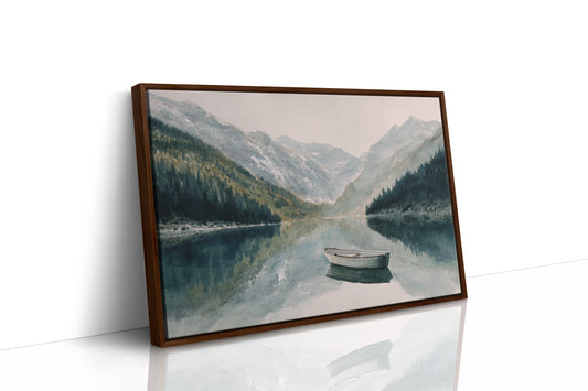 Lone Boat Mirrors Mountain Peace