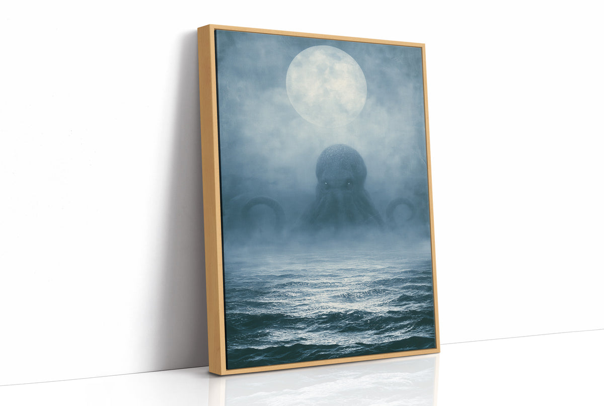 The Kraken Rises — Moonlit Deep Sea Painting