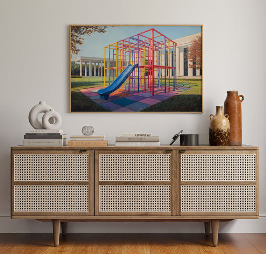 Childhood Colors Against Modern Lines