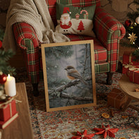 Winter Songbird Perches Among Pines