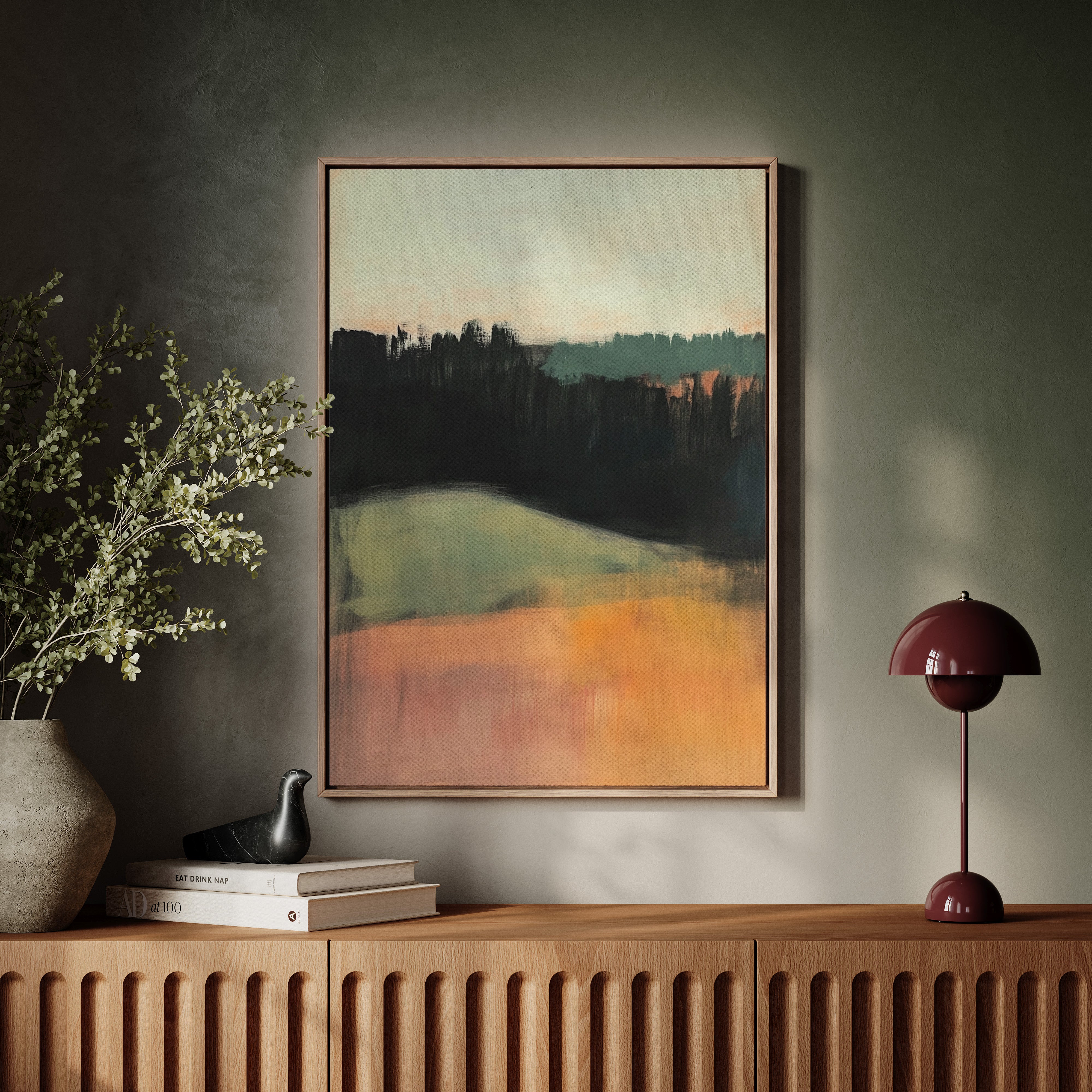 Forest Lines Meet Coral Dawn