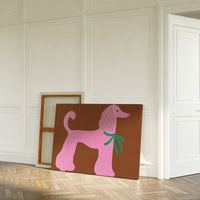 Pink Poodle with a Green Bow