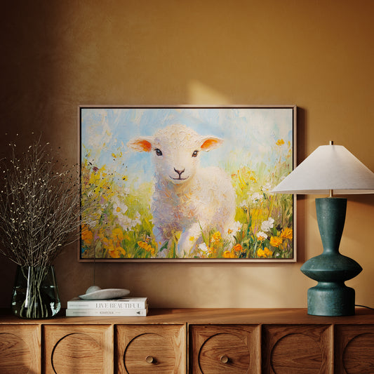 Spring Lamb Among Golden Meadows