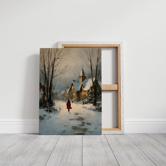 A Red Coat in Falling Snow