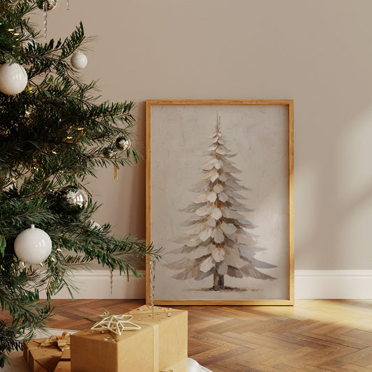 Snow Pine Stands In Gentle Light