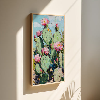 Blooming Prickly Pear – Vibrant Cactus Flower Wall Art