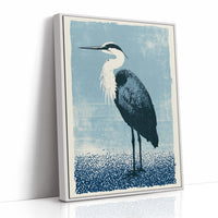 Heron Study: A Screenprint in Blue