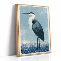 Heron Study: A Screenprint in Blue