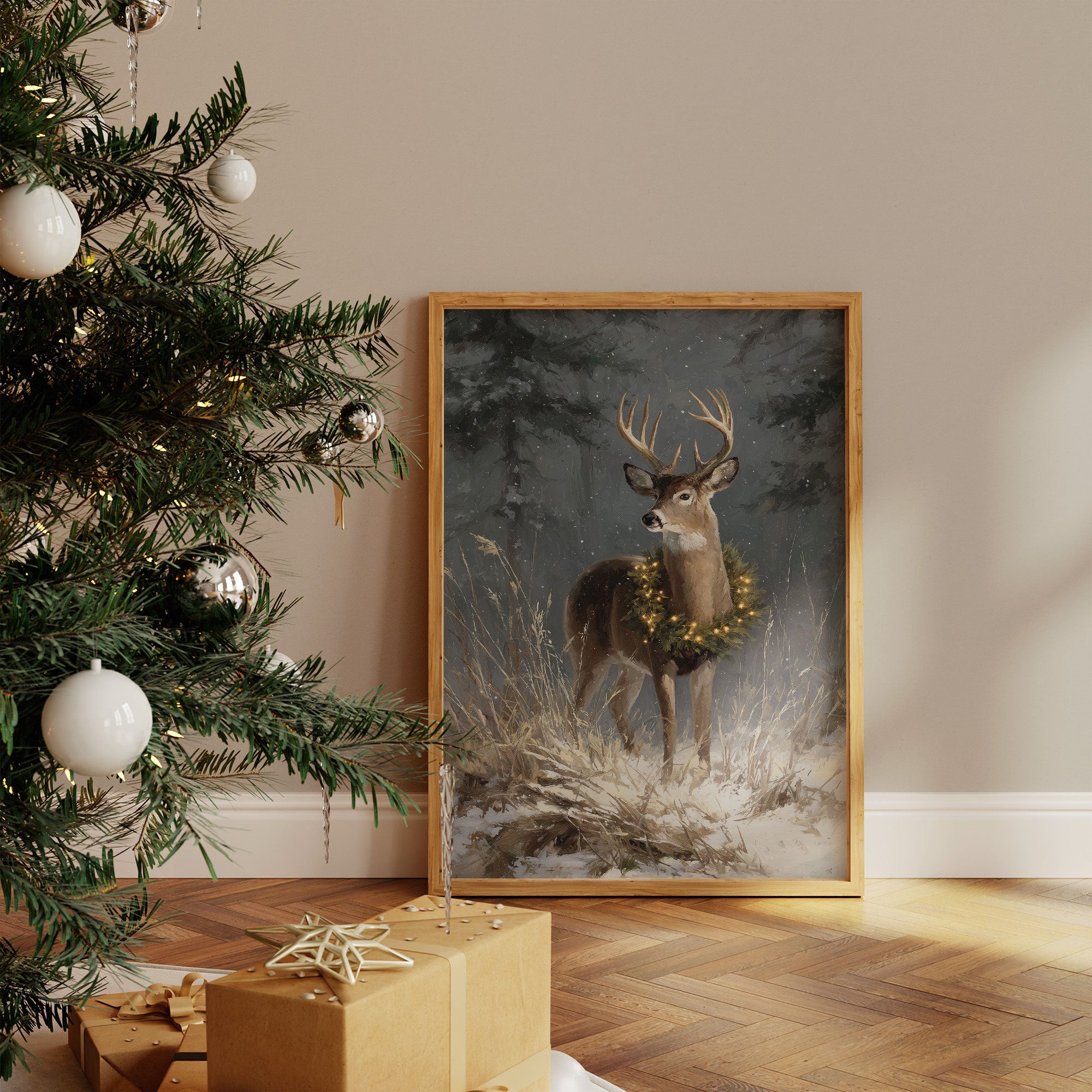 Starlit Stag Wears Winter's Crown
