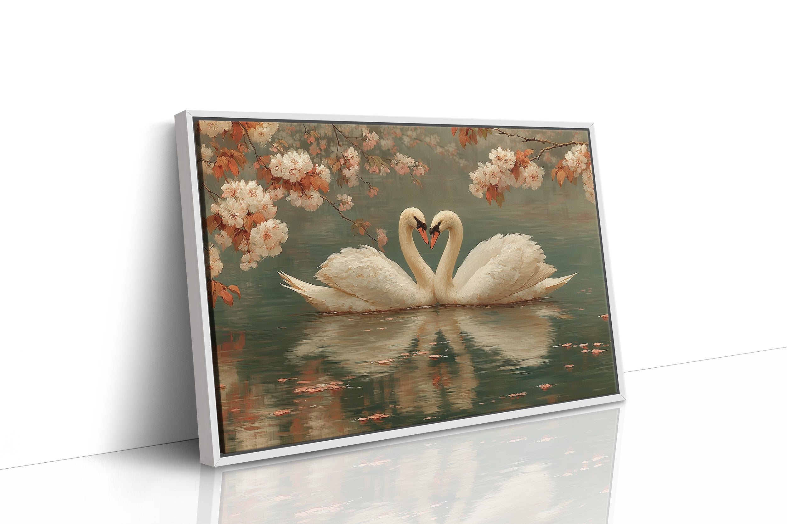 Swans Dance Under Cherry Blossoms