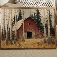 Birch Trees Guard Autumn's Barn