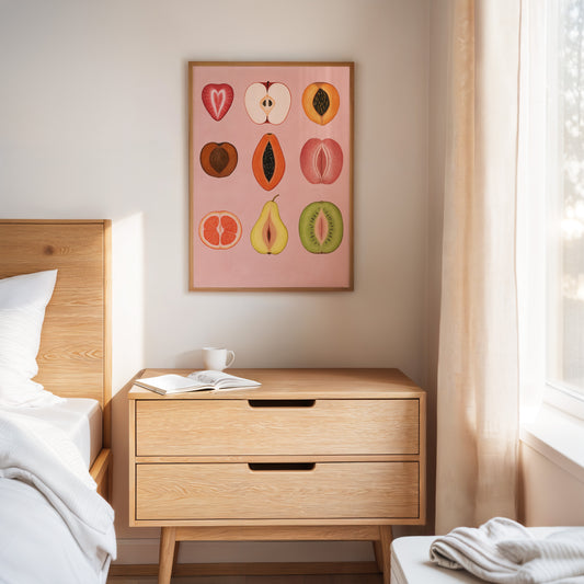 Fruits of Love – Feminine Fruit Print on Pink